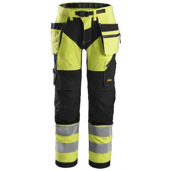 Snickers 6932 FlexiWork Class 2 Hi Vis Holster Pocket Trousers